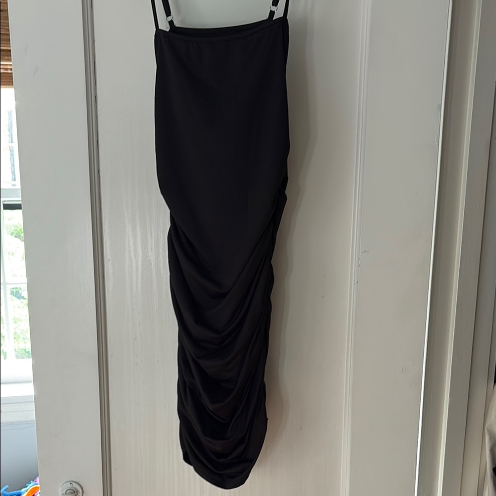 Elegant Black Ruched Skirt